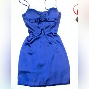 Oh Polly Navy blue silky mini dress